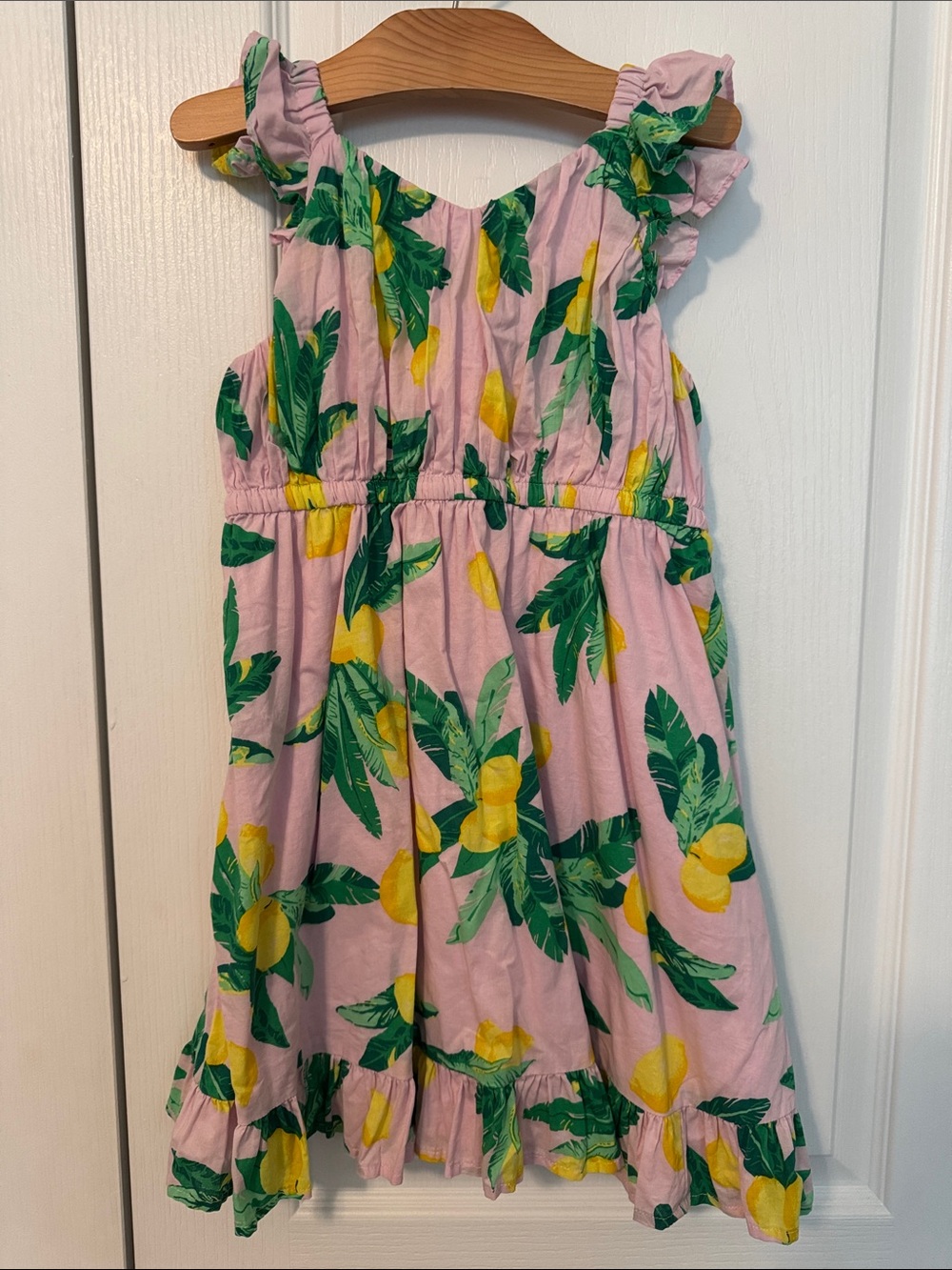 Crewcuts Girls Size 6 Pink Lemon-Print Ruffle Sundress